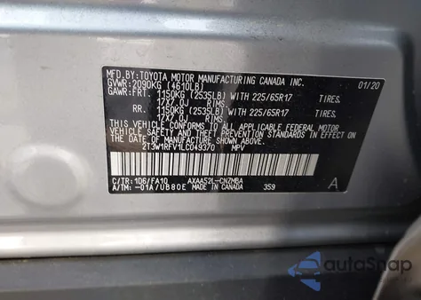 2020 Toyota Rav4 Xle из США, поврежденный, VIN 2T3W1RFV1LC049370